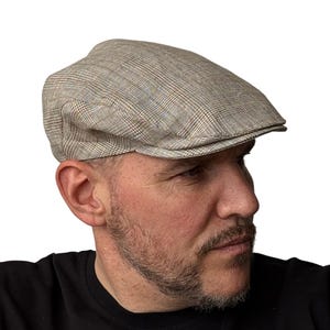 Grey striped flat cap,summer linen flat cap,linen newsboy cap,grey pageboy hat,lightweight ivy cap,peaky blinders hat,Handmade retro flatcap