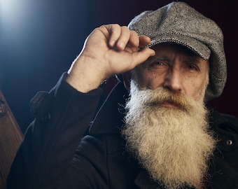 HARRIS TWEED Rob Zombie Oversized Newsboy Cap Grey Herringbone