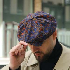 Mod summer linen newsboy cap,linen newsboy cap,blue summer applejack cap,gift for men,unisex summer hat,peaky blinder hat,trendy sun hat men