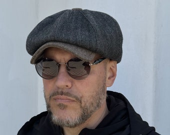 Herringbone Wollmischung, Peaky Blinders Mütze, Newsboy-Mütze, 8-Panel-Mütze, flache Mütze, Newsboy-Mütze Mann, Hüte für Männer, Newsboy-Mütze, Hooligan-Mütze, Peaky Cap,