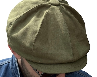 Green linen hat,newsboy hat,summer cap,Peaky blinders hat,Shelby cap,8 panel hat,mens newsboy cap,hat for men,green newsboy cap,Gavroche hat