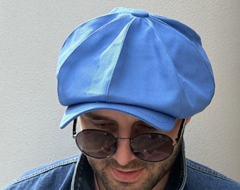 Chapeau d'été Сotton,Casquette gavroche bleue,chapeau 8 panneaux,casquette gavroche homme,chapeau voyou,casquette gavroche femme,casquettes homme en coton,Chapeau pointu