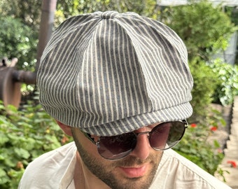 Linen newsboy hat,8 panels hat,summer hat men,Peaky blinders cap,newsboy cap,men's newsboy cap,gavroche ecossaise,newspaper boy hat,mens hat