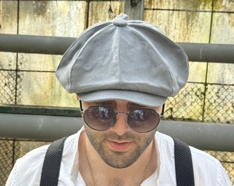 Cappello da strillone grigio, cappello con paraocchi di punta, cappello estivo da uomo, cappello Gavroche, berretto a 8 pannelli, berretto con paraocchi di Peaky, berretto da strillone, cappello di grande volume, berretto in stile vintage