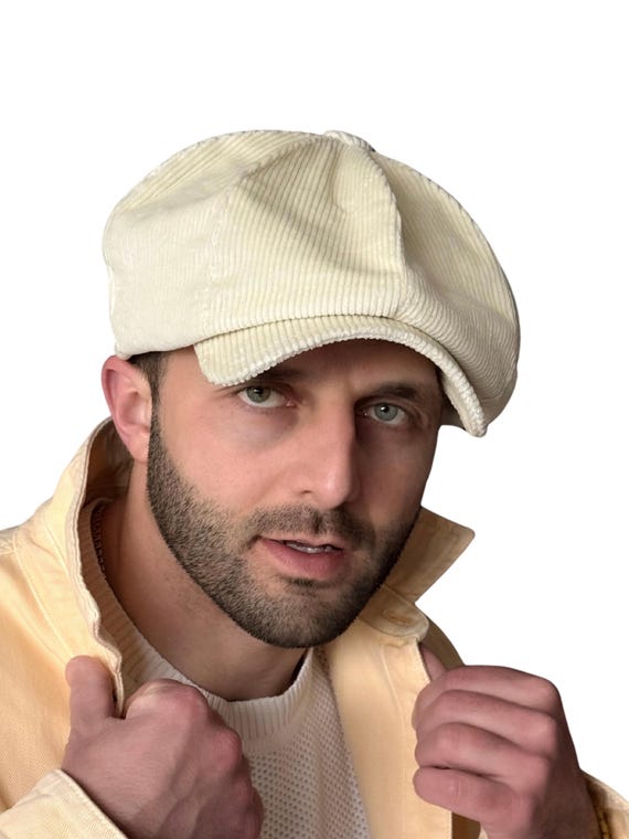 Warm White Newsboy Cap,velveteen Baker Boy Hat,white Retro  display picture 1