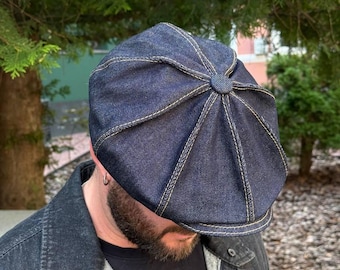 Blue newsboy cap,spring denim 8-panels hat man,dark blue applejack cap,Peaky blinders cap,Shelby cap,blue jeans cap man,denim baker boy caps