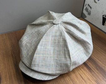 Peaky blinders hat,summer Gavroche hat men,Tommy Shelby&#39;s cap,linen newsboy cap men,grey applejack hat,large volume bakerboy cap,Driving Cap