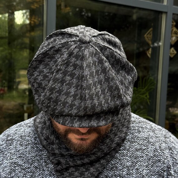 Gray Wool Cap with Black Brim Custom Handmade Medium Gray Wool Jeff Cap - Etsy main image 2