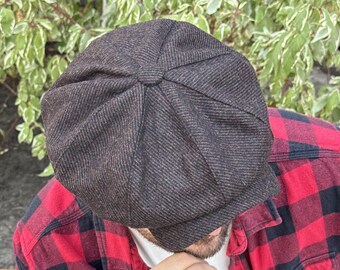 Brown-black diagonal wool cap,wook newsboy cap for men,autumn-spring brown cap,brown baker boy cap,wool applejack hats,hooligan 8-panels cap