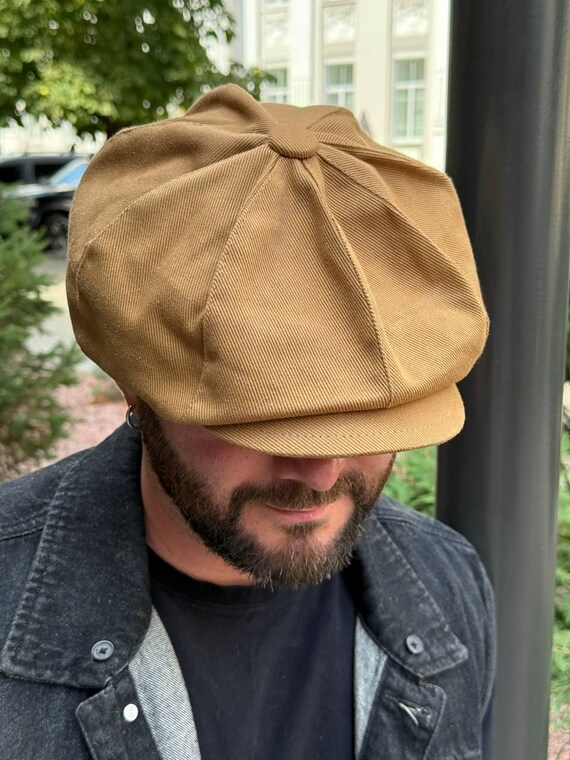 ✨NEW Vintage style Brown Embroidered newsboy  hat Cap Vintage Cotton Letter Embroidery Beret Adjustable Flat  main image 4
