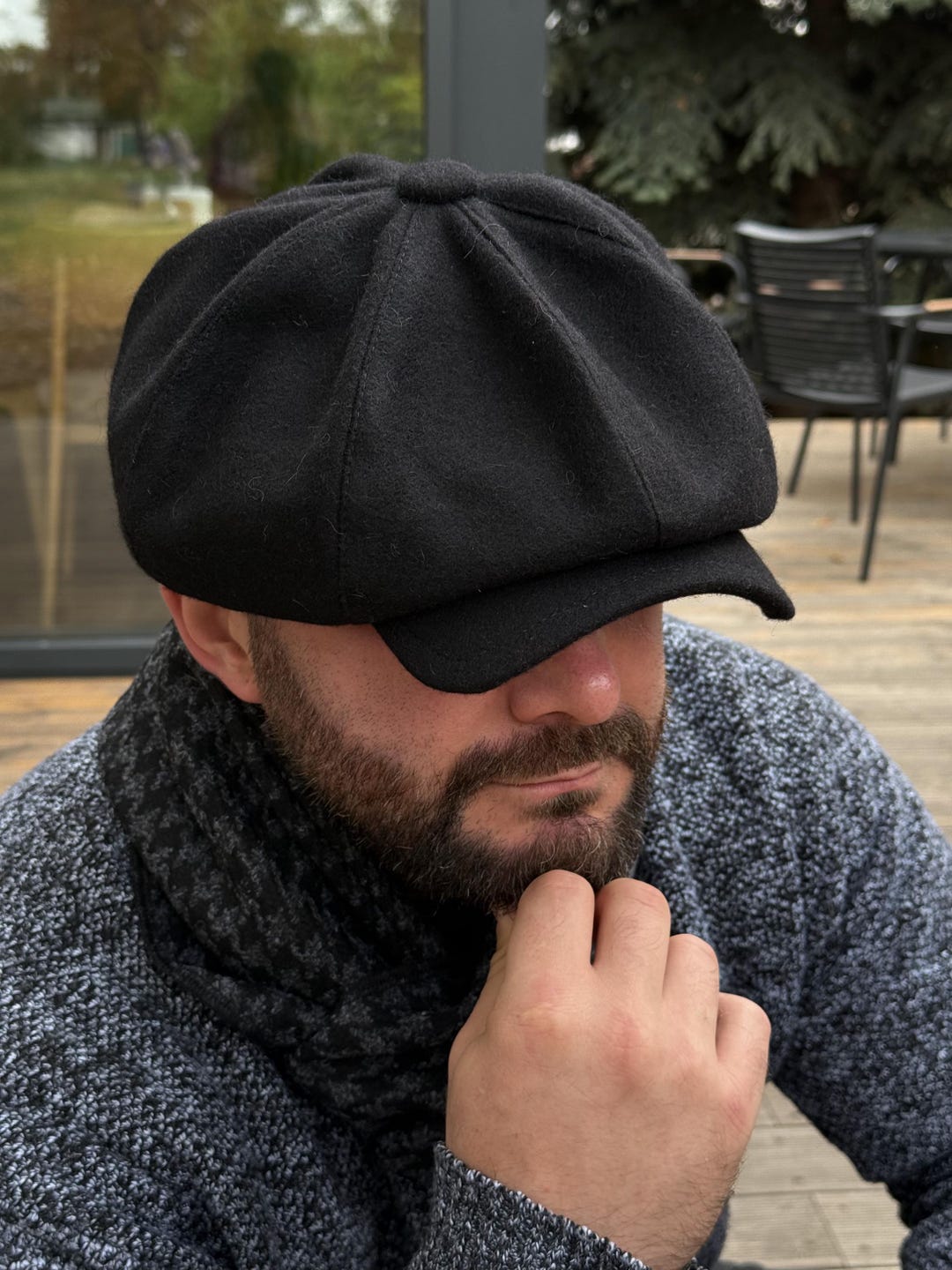 Paloma Classic Knit Cap ブラック Black Newsboy Wool Cap,classic Black Wool Applejack Hat,peaky