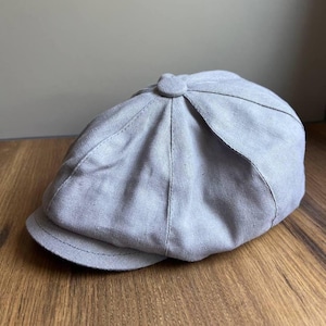 Grey oversized newsboy cap,summer linen hat unisex,grey linen applejack hat cap,Peaky blinders cap,old-fashioned hats,linen sun 8 panels hat