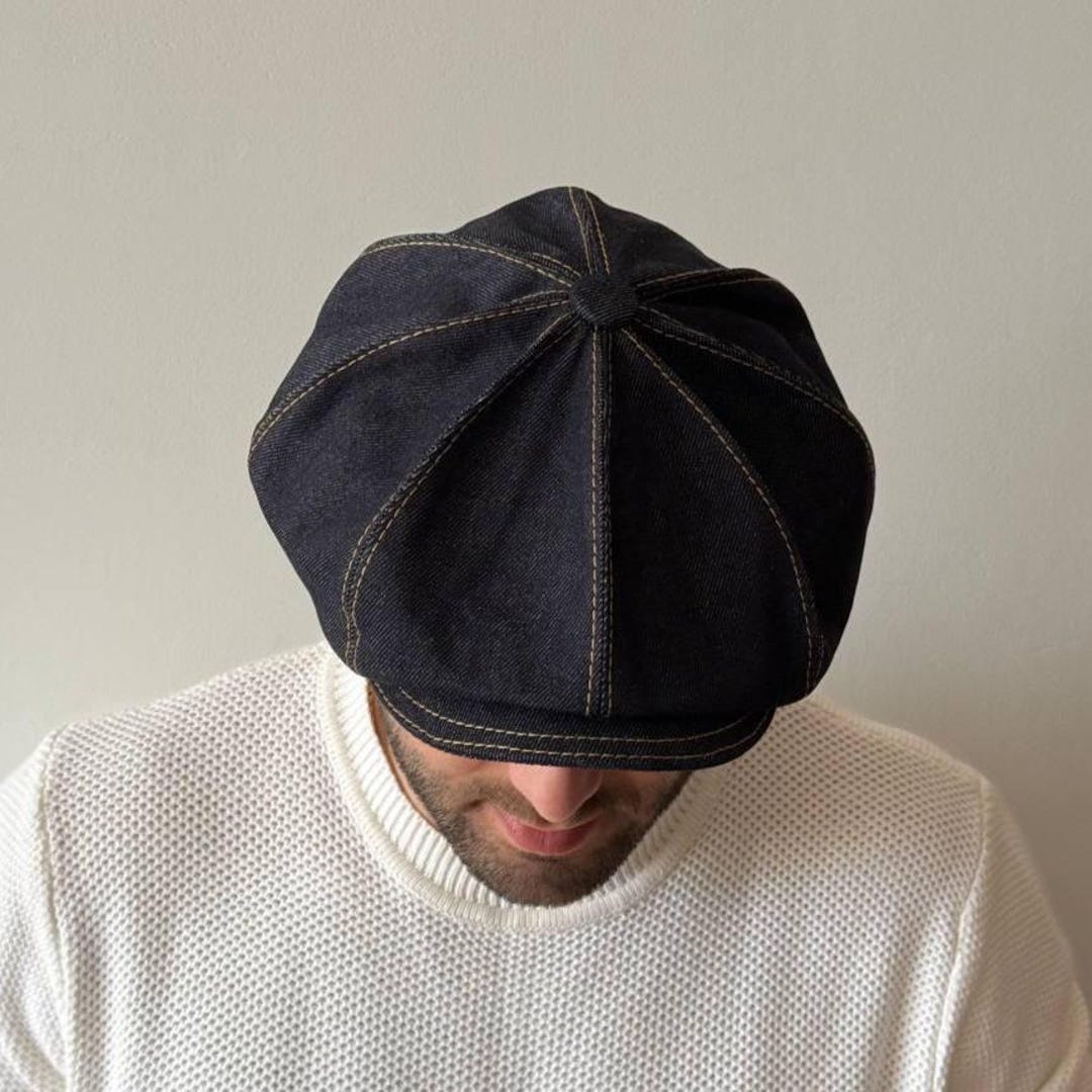 Buy Blue Newsboy Cap,denim 8-panels Hat Men,dark Blue Applejack Cap,peaky  Blinders Cap,shelby Cap,blue Jeans,newspaper Cap,denim Baker Boy Cap Online 