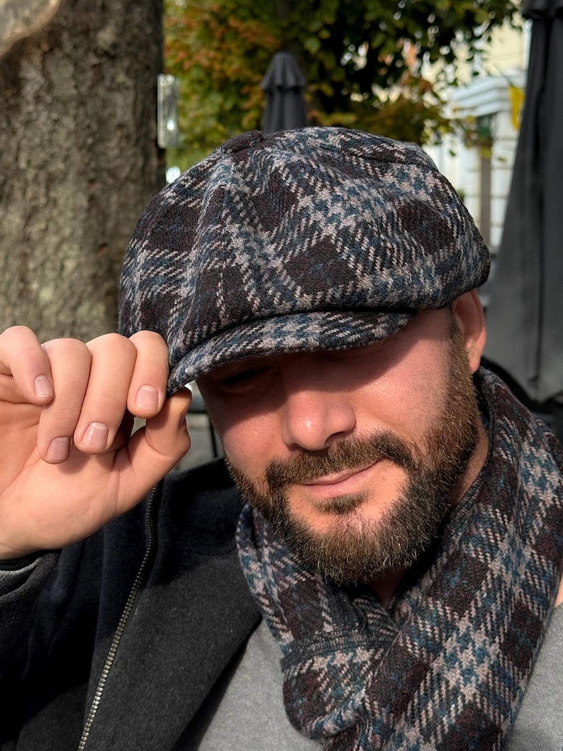 Wool Newsboy Cap,grey-blue-black Applejack Cap,autumn Wool Newsboy Hat ...