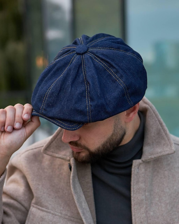 帽子 trophy clothing denim newsboy cap Denim Newsboy Cap, Handmade Baker-boy Cap, Peaky Blinders