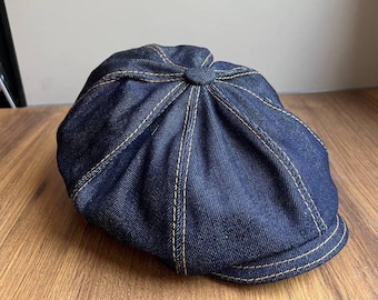 Blue denim cap,spring newsboy cap man,dark blue jeans cap,8-panel denim applejack hat,Peaky blinders cap,denim cabbie hat,blue newsboy hats
