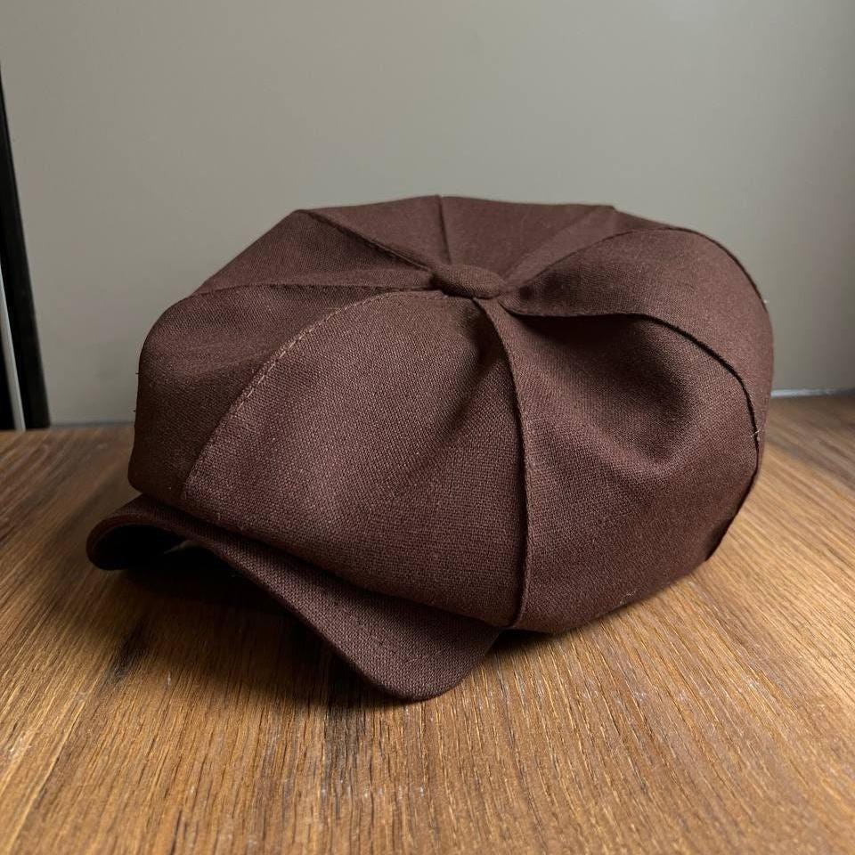 Brown Newsboy Cap,summer Linen Applejack Hat,brown Applejack Hat