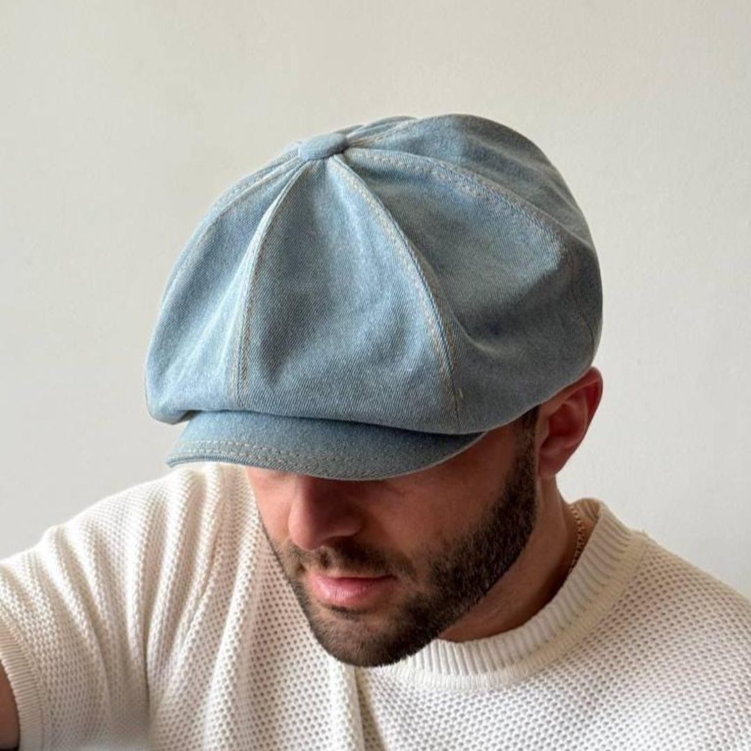 Light Blue Spring Denim Cap,blue Newsboy Cap,blue 8panel Denim Cap ...