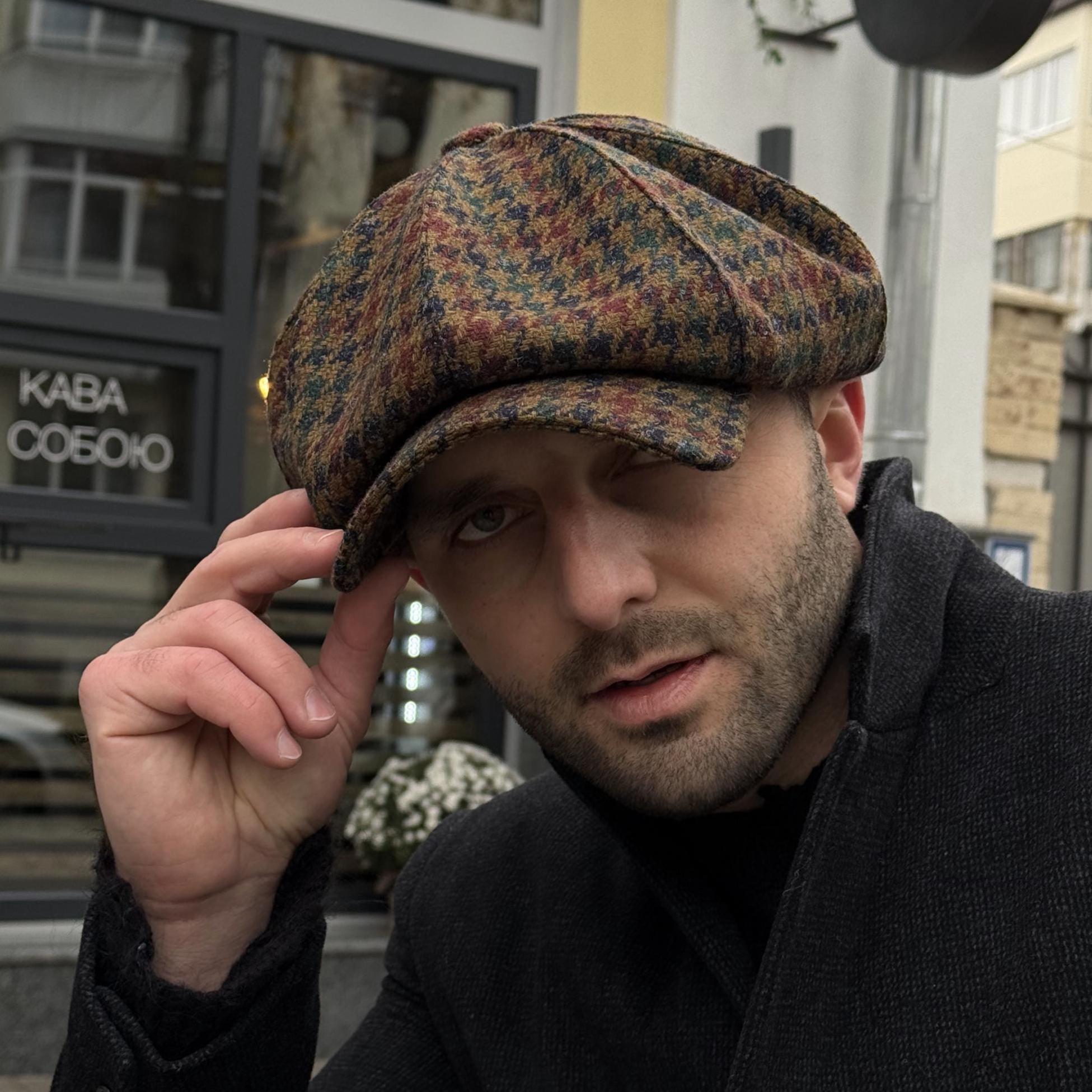 Multicolored Wool Gavroche Cap,wool Newsboy Cap,mustard 