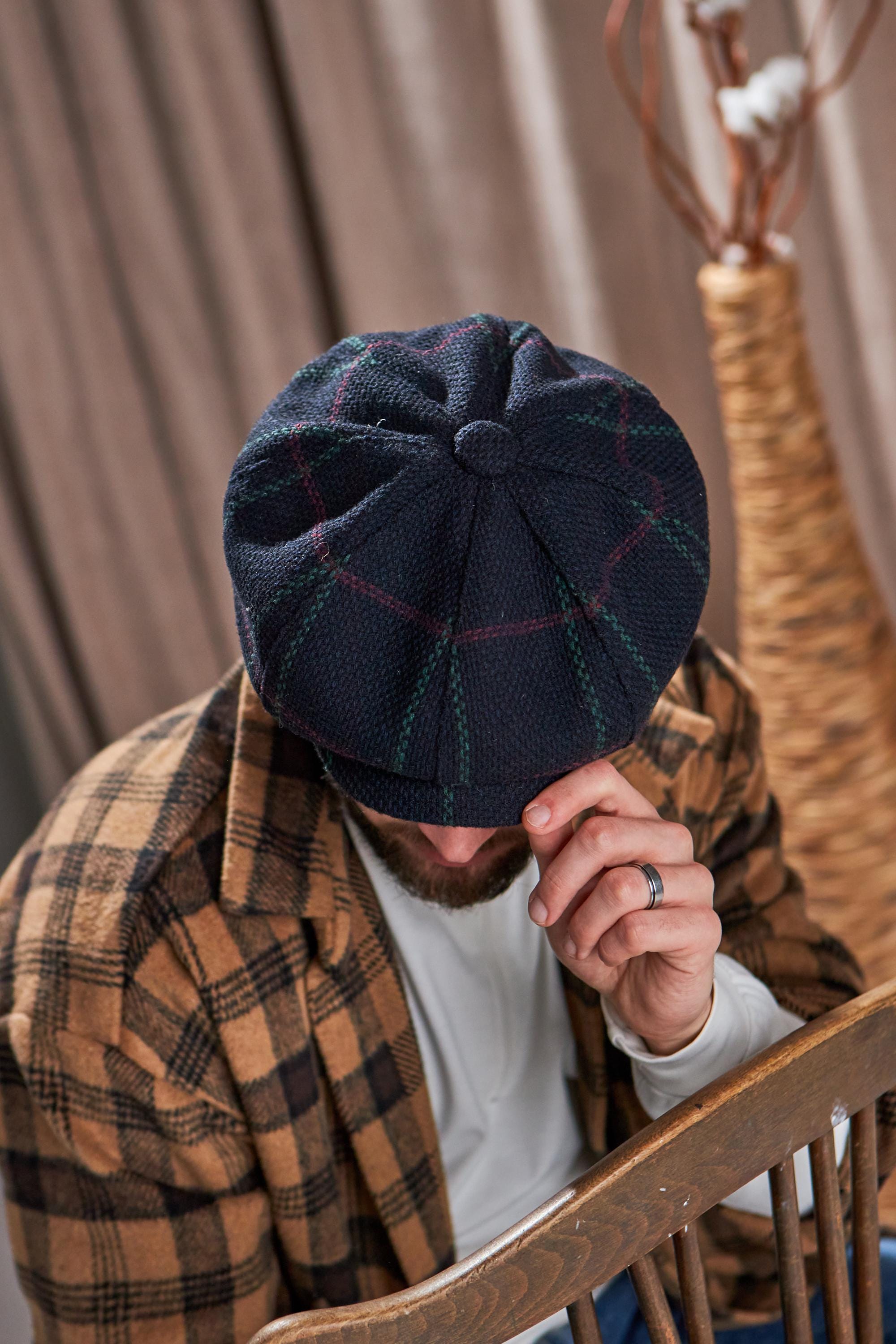 Dark Blue Applejack Hat,blue Newsboy Cap Man,wool Old-fashioned