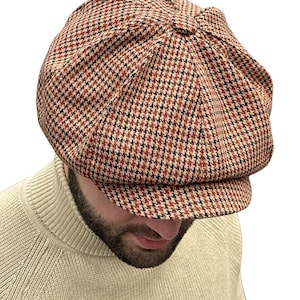 Beige-brown newsboy hat,wool 8-panels baker boy cap,wool applejack cap men,peaky blinders hat,wool Gatsby cap,Shelby cap,driving retro hat