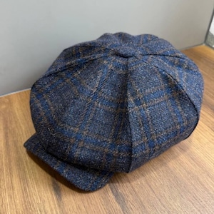 Wełniana czapka gazeciarza, niebiesko-brązowy kapelusz Applejack, czapka Peaky Blinders, niebiesko-brązowy kapelusz piekarza, staromodne kapelusze, wełniany kapelusz Gavroche, wełniana czapka chuligana