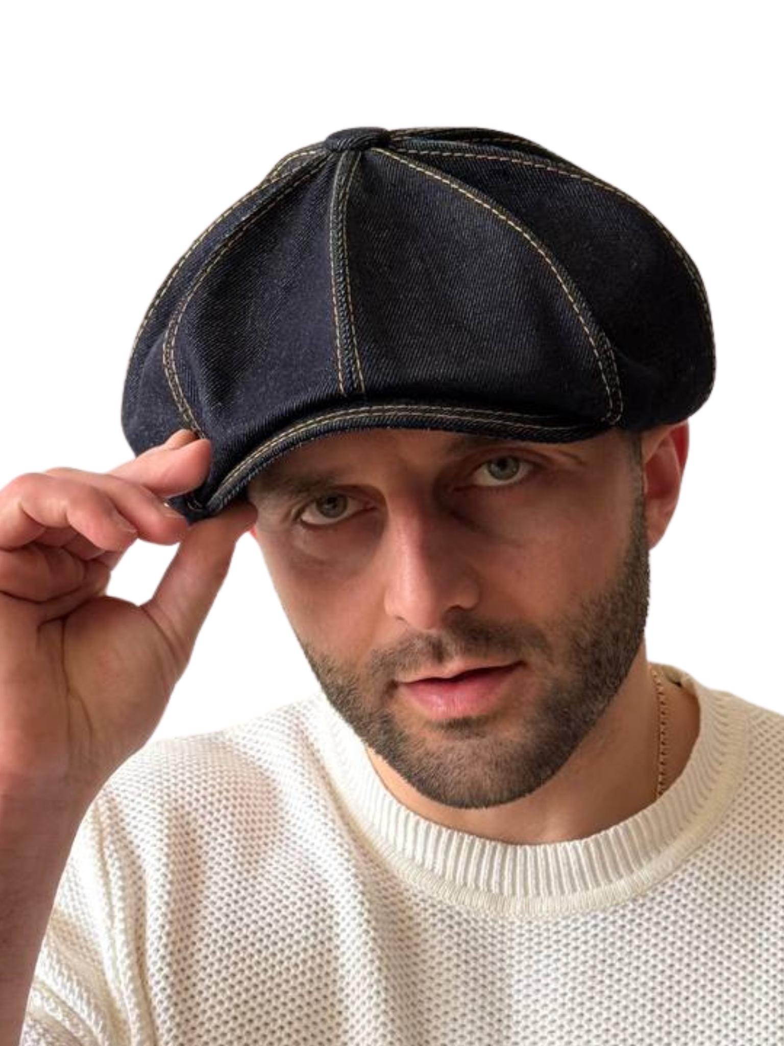 Dark Blue Denim Hat,blue Newsboy Cap Man,denim Applejack Hat