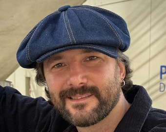 Dark blue denim newsboy cap,mens denim applejack hat,spring-fall blue 8-panel hats fon men,mens dark blue cap,denim cabbie hat,newsboy hats