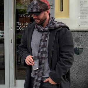 Överdimensionerad ullkeps i lapptäcke, flerfärgad Gavroche-keps, ulltidningskeps, blårödbrun Applejack-hatt, ullkeps med 8 paneler för män, Peaky Blinders-keps bild 7