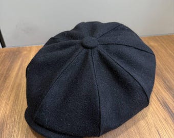Classic Black Wool,black Newsboy Cap,wool Applejack Hat,peaky
