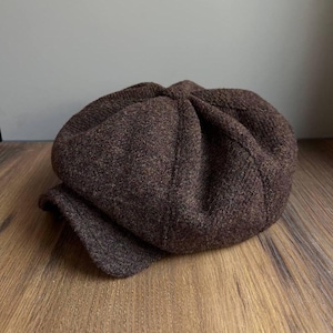 Brown stylish wool hat,brown wool cap for men,old-fashioned men’s newsboy caps,gift for him,Peaky blinders hat,autumn brown wool cap men