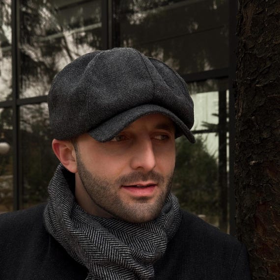 Mens Tweed Newsboy Cap Blinder Baker Boy Razor Flat Cap Grandad Hat 8 Panel Brown X-Large Grey Wool Gavroche Cap,newsboy Cap Men,wool 8-panels Retro Hat