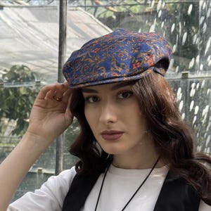Sommer Leinen Schiebermütze Damen,Leinen Gatsby Mütze Männer,stylisch gemusterte Schiebermütze,Leinen Handgemachte Schiebermütze damen