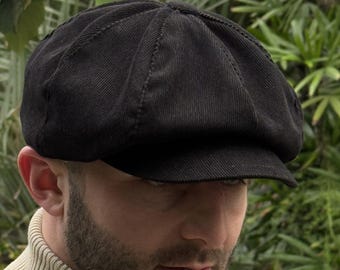 Buy Black Micro Corduroy Cap,black Newsboy Cap Men,corduroy