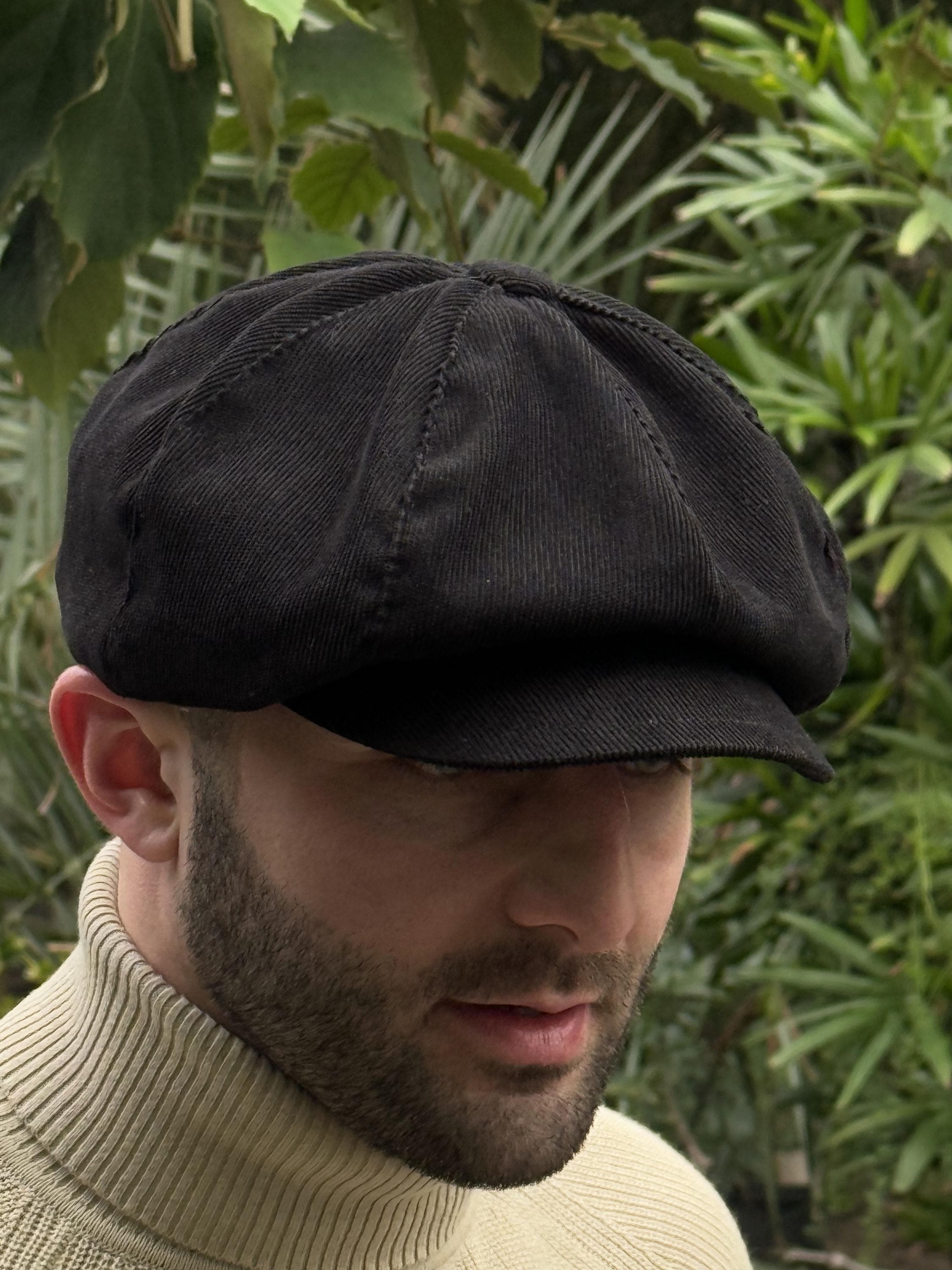 Black Micro Corduroy Cap,black Newsboy Cap Men,corduroy Applejack