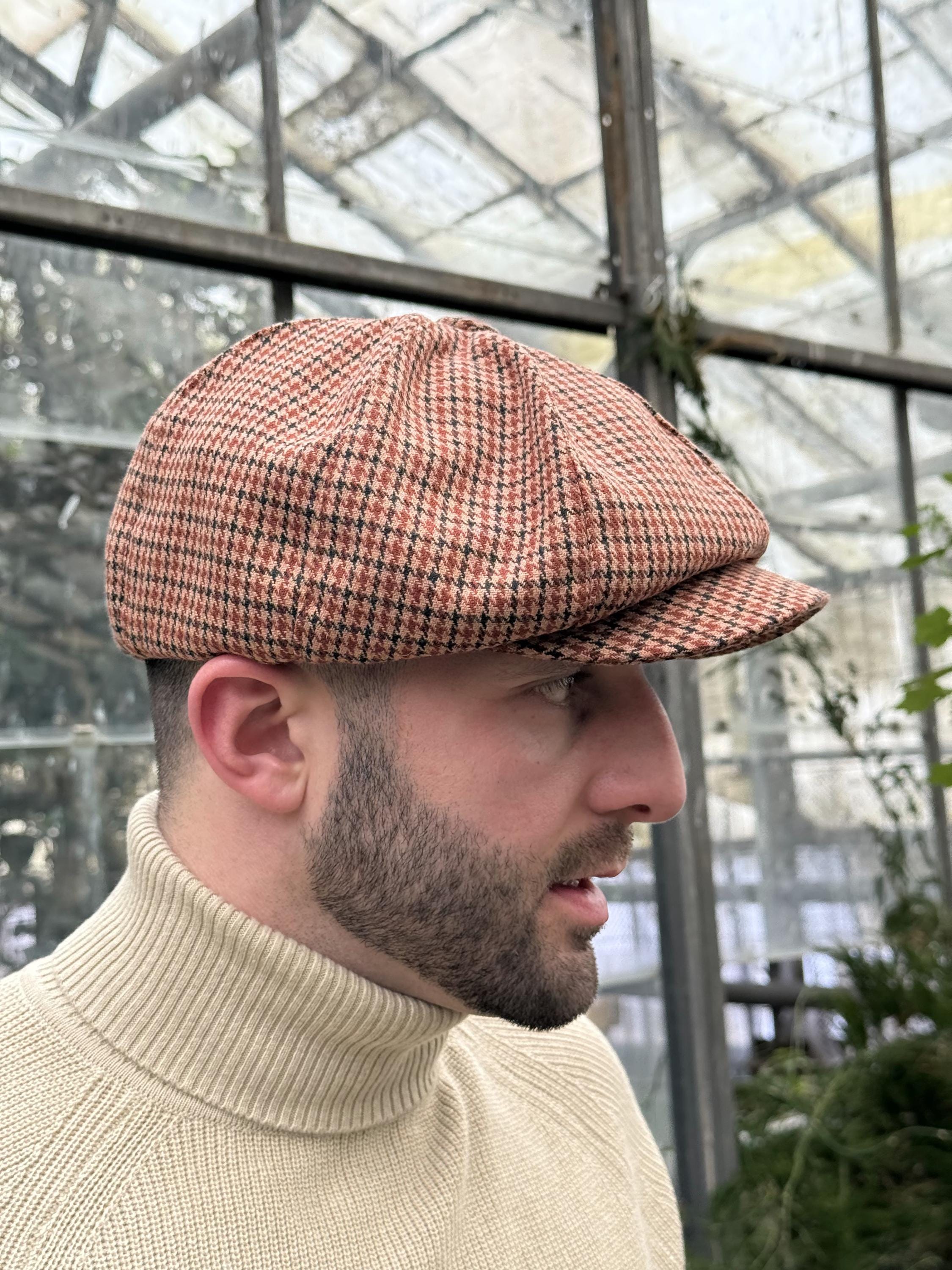 Beige-burgundy-brown Wool Cap,wool Newsboy Hat Man,wool  display picture 3