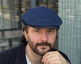 Blue denim flat cap,newsboy cap,blue flat cap for women\men,blue Ivy cap,blue pageboy cap,gift for men,blue Dad's cap,schiebermütze damen