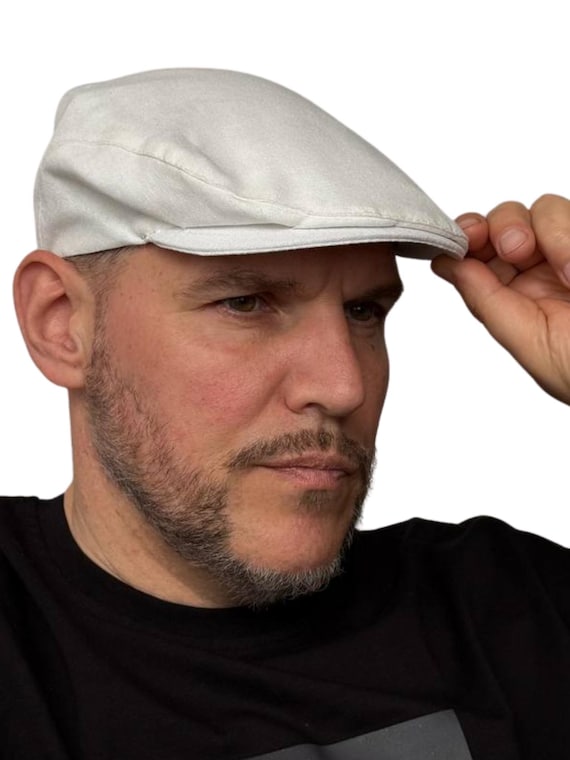 White Summer Flat Cap Unisex,linen Gatsby Cap Man,white Ivy Cap