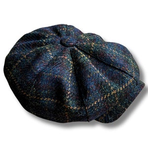 Autumn wool newsboy hat,Peaky blinders hat,Shelby cap,green-blue 8 panels cap,wool hats for men,mens newsboy cap,green-blue applejack hat