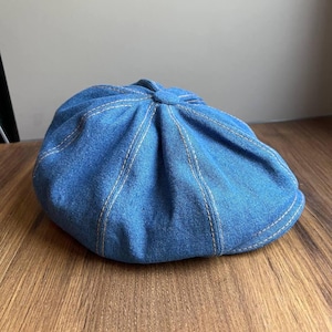 Blue denim applejack cap,denim newsboy cap men,mod blue 8-panels denim cap,Peaky blinders cap,blue driving retro hat,denim baker boy cap men