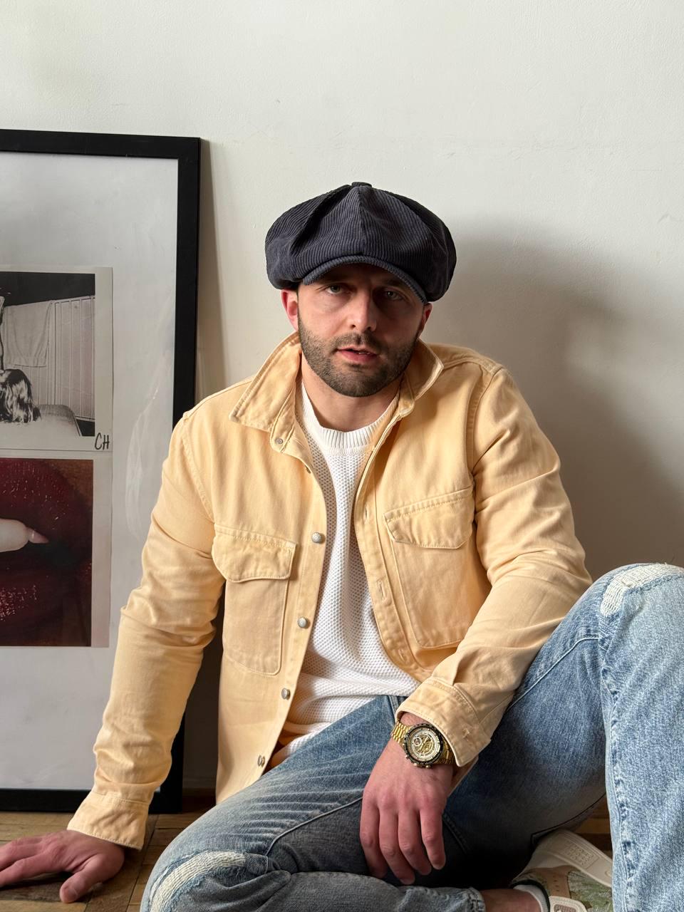Dark Grey 8-panel Applejack Hat,oversized Newsboy Cap,grey