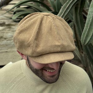 Cappello da strillone beige in velluto a coste, berretto primaverile in velluto a coste Applejack, cappello da tassista beige, berretto Peaky Blinders, berretto in velluto a coste a 8 pannelli, berretto beige Gatsby