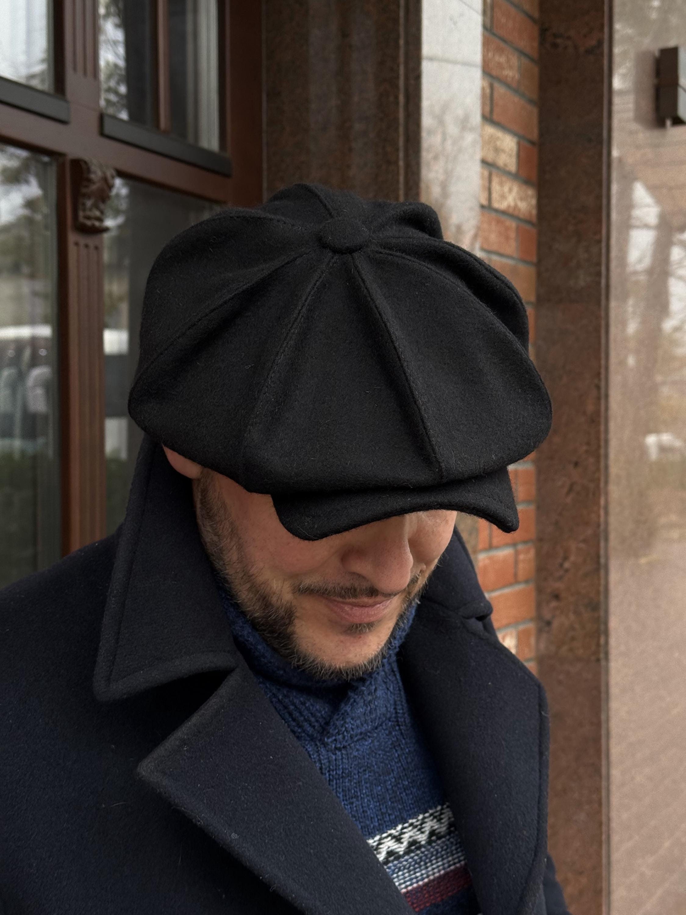 Black Oversized Newsboy Cap,big Volume Gavroche Hat,black Newsboy