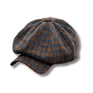Brown-blue goose foot hat,wool Shelby cap,spring-autumn wool applejack hat,Peaky blinders hat,mod brown-blue men&#39;s newsboy hat,gift for men