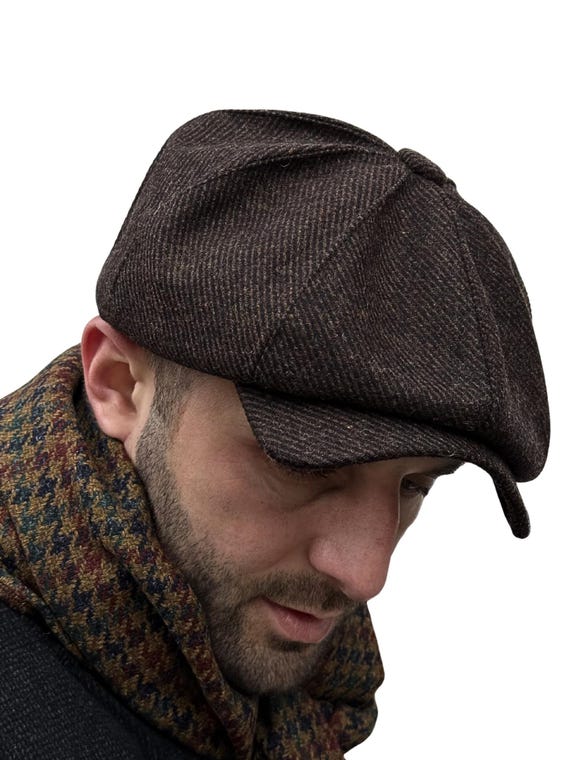 Brown-black Old-fashioned Hat,brown Newsboy Cap Men,wool  display picture 3