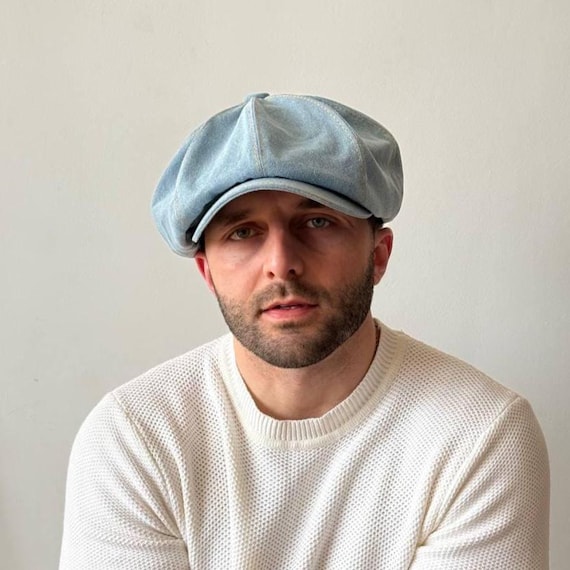 Light Blue Newsboy Cap,spring Denim 8-panels Cap,blue Denim  display picture 1