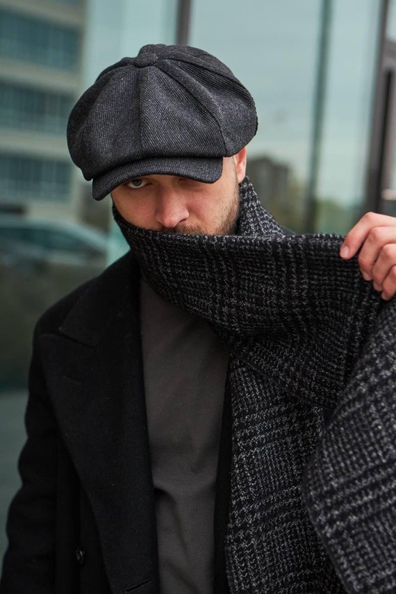 Gray Wool in a Diagonal Pattern men s Newsboy Hat peaky Blinders Cap grey Applejack Hat 8 panel Hat for Men and Women gift for Bf peaky Hats Etsy Canada
