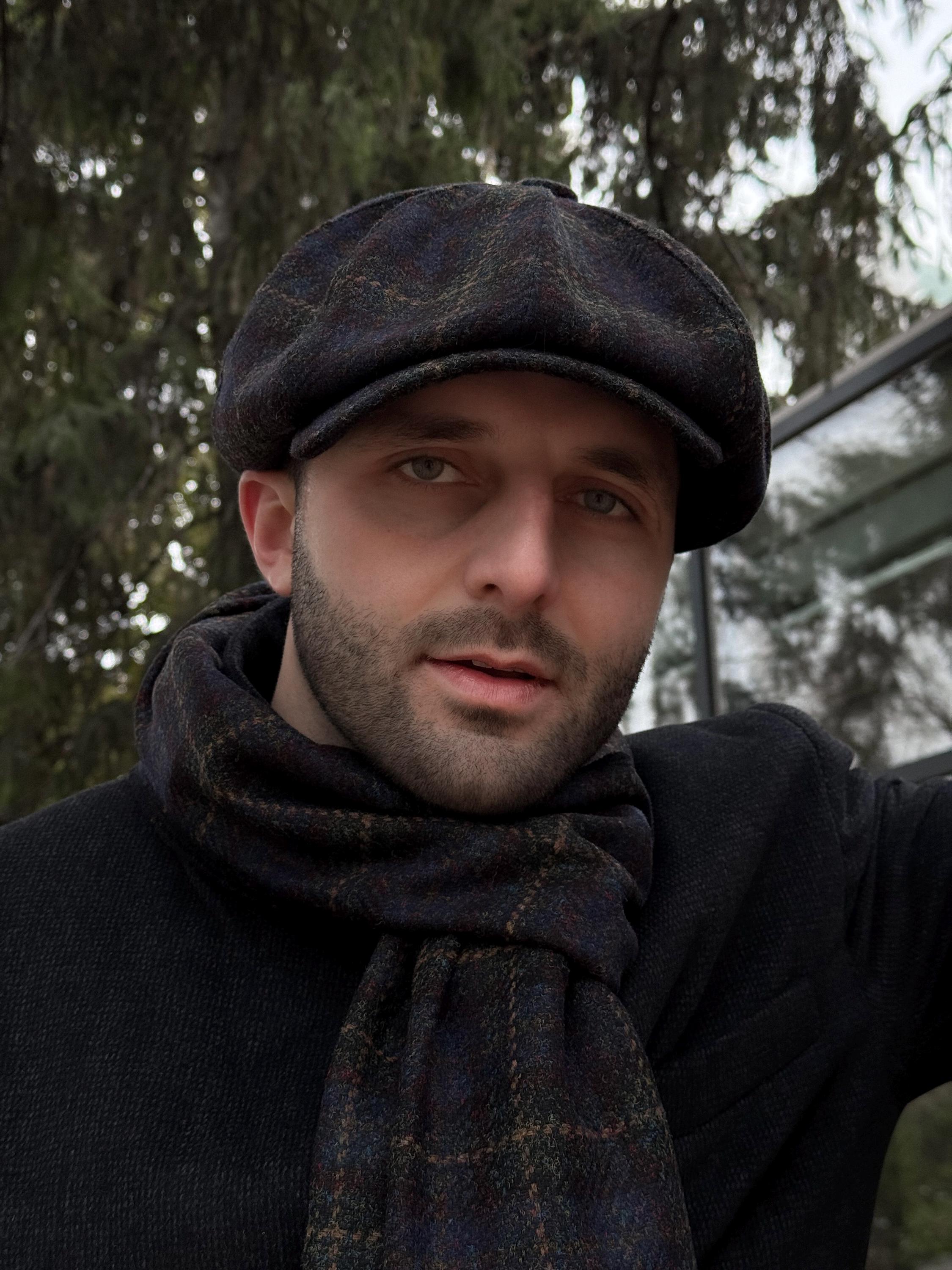 Wool Newsboy Cap Men,blue-green 8-panels Cap,peaky Blinders Hat