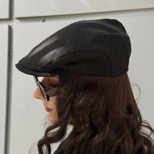 Black summer linen flat cap,Gatsby style cap unisex,Lightweight ivy cap,black newsboy cap,peaky blinders hat,pageboy hat,schiebermütze damen