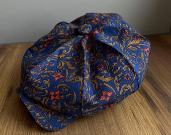 Newsboy cap with floral paisley,patterned linen summer hat,blue-orange-mustard applejack cap ,peaky blinder hat,linen summer cap man\woman